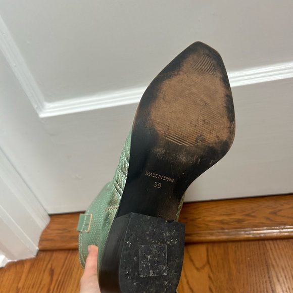 Turquoise metallic cowboy boots - Picture 3 of 4